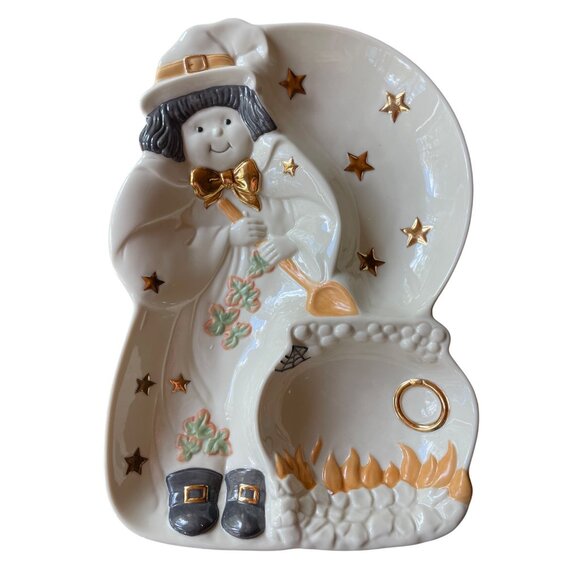 Halloween Witch Lenox Divided Serving Tray Candy Dish Plate RETIRED Original Box - Picture 1 of 12